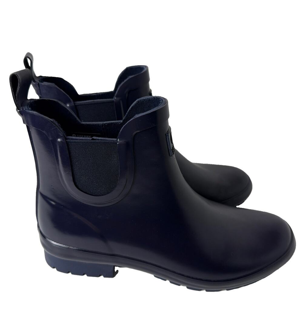 Sperry Drizzle Chelsea Rain Boots Women’s 6M Navy Waterproof Rubber New